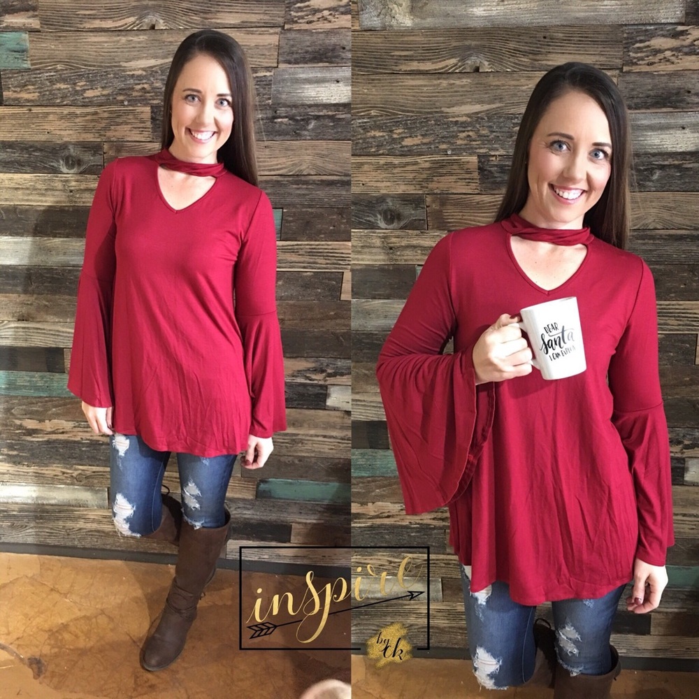 Burgundy Cut Out Blouse